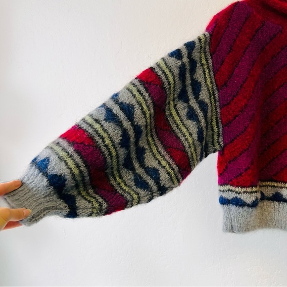 Vintage Oversized Chunky Knit Balloon Sleeve Wool Sweater - Picture 4 of 7